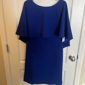 Blue Calvin Klein Dress With Attached Cape